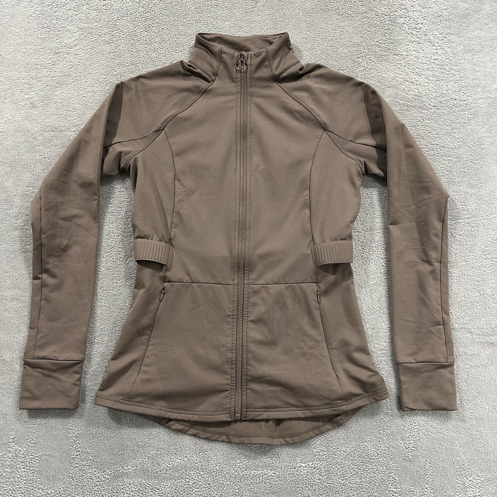 Fabletics Full Zip Sweatshirt Brown Women M Active Tight Jogging Fitted